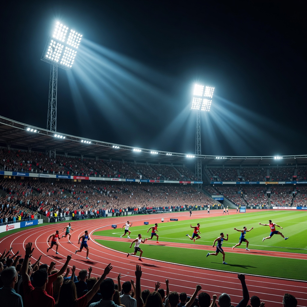 Sports stadium floodlights and athletic arena excitation